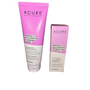 Acure "Radically Rejuvenating Cleansing Cream & Retinoid Night Complex Serum NWT
